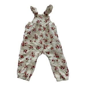 Little Me White Floral Kids Overalls